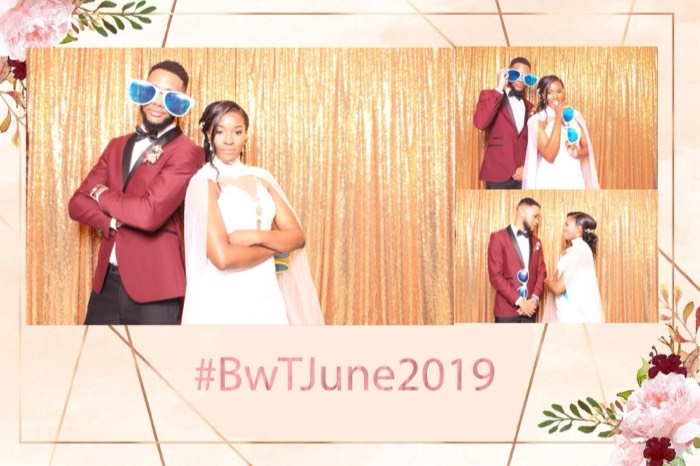 Photo booth prints of Javon and Kinisha, captioned #BwTJune2019