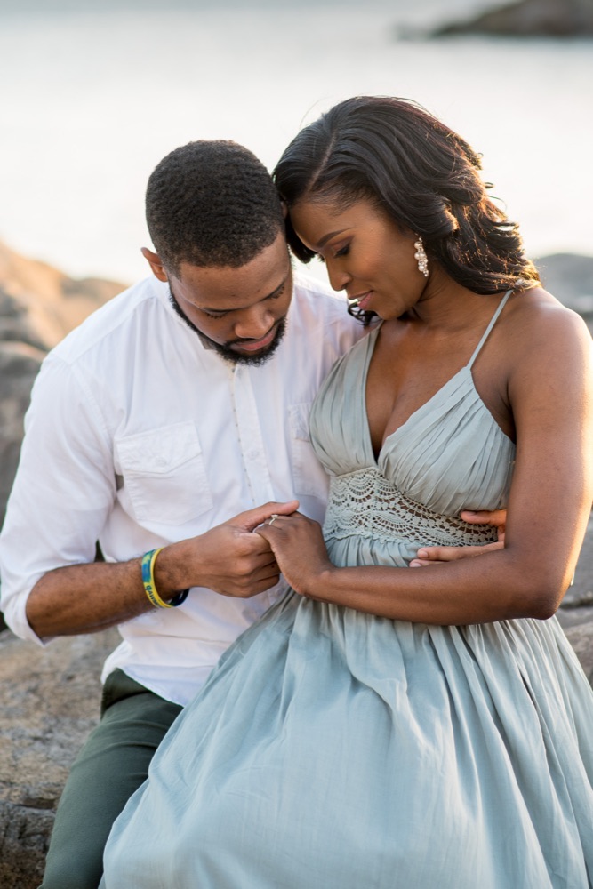 Javon and Kinisha at their engagement shoot by the sea